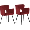 New Beliani Tuoli Sametti Tummanpunainen 2 Kpl Sanilac