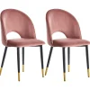 Tuolit<Beliani Tuoli Sametti Vaaleanpunainen 2 Kpl Magalia