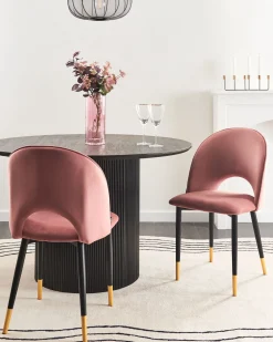 Tuolit<Beliani Tuoli Sametti Vaaleanpunainen 2 Kpl Magalia