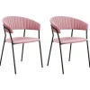 Tuolit<Beliani Tuoli Sametti Vaaleanpunainen 2 Kpl Mariposa