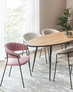 Tuolit<Beliani Tuoli Sametti Vaaleanpunainen 2 Kpl Mariposa