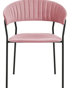 Tuolit<Beliani Tuoli Sametti Vaaleanpunainen 2 Kpl Mariposa