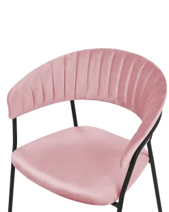 Tuolit<Beliani Tuoli Sametti Vaaleanpunainen 2 Kpl Mariposa