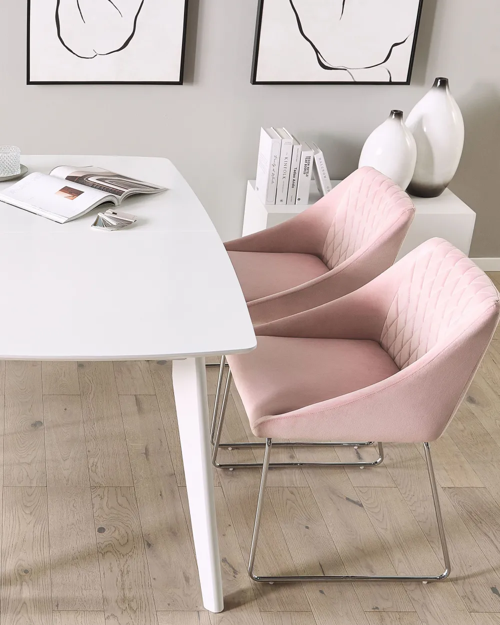 Tuolit<Beliani Tuoli Sametti Vaaleanpunainen 2 Kpl Arcata