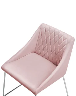 Tuolit<Beliani Tuoli Sametti Vaaleanpunainen 2 Kpl Arcata