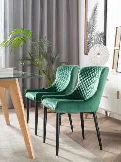 Clearance Beliani Tuoli Sametti Vihrea 2 Kpl Solano