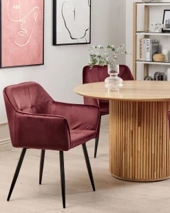 Cheap Beliani Tuoli Sametti Viininpunainen 2 Kpl Jasmin