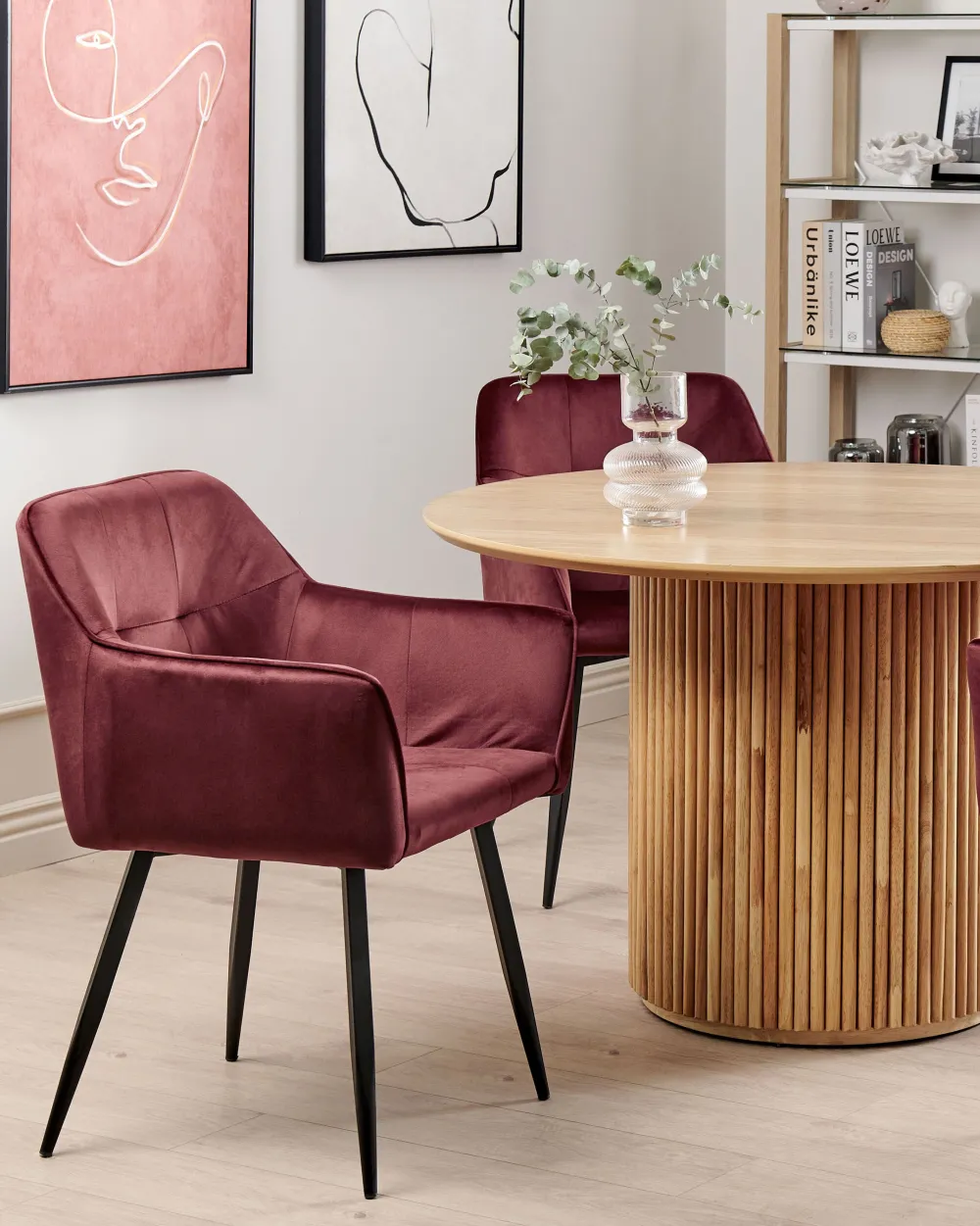 Cheap Beliani Tuoli Sametti Viininpunainen 2 Kpl Jasmin