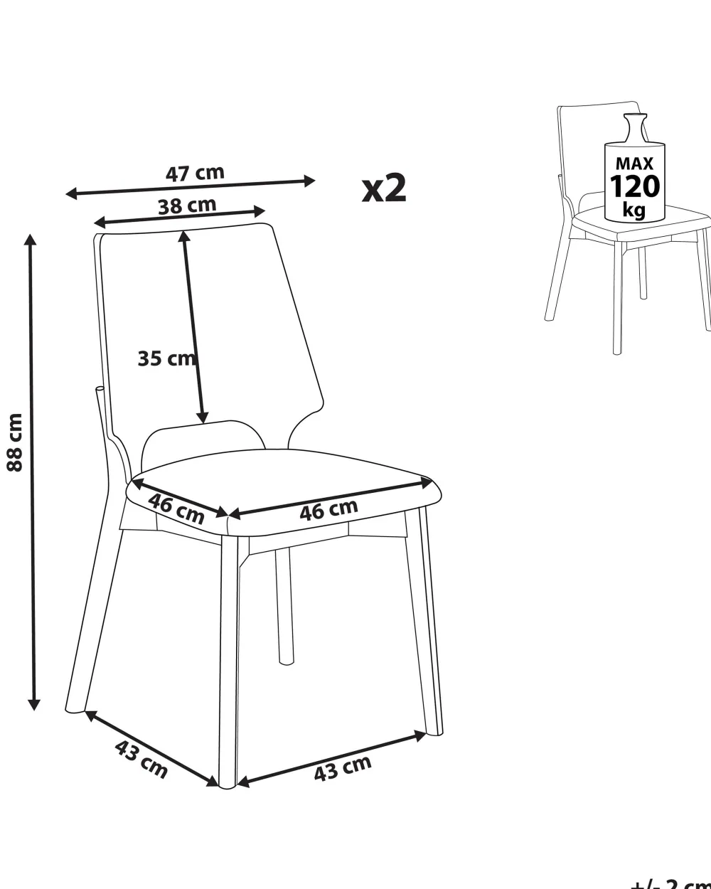 Tuolit<Beliani Tuoli Tumma Puu/Harmaa 2 Kpl Abee