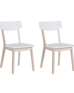Online Beliani Tuoli Valkoinen/Vaalea Puu 2 Kpl Santos