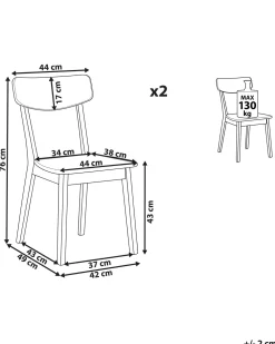 Online Beliani Tuoli Valkoinen/Vaalea Puu 2 Kpl Santos