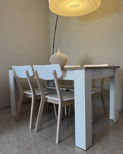 Online Beliani Tuoli Valkoinen/Vaalea Puu 2 Kpl Santos