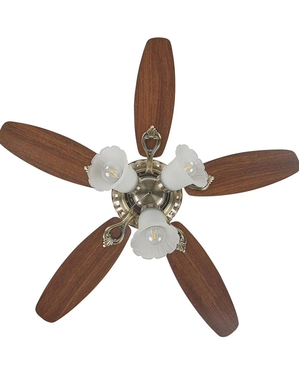 Discount Beliani Tuuletinvalaisin 3 Polttimoa Tumma Puu/Kulta Nadela