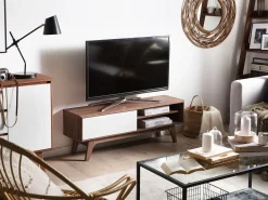 Säilytys<Beliani Tv-Taso 4 Hyllya Tumma Puu/Valkoinen Buffalo