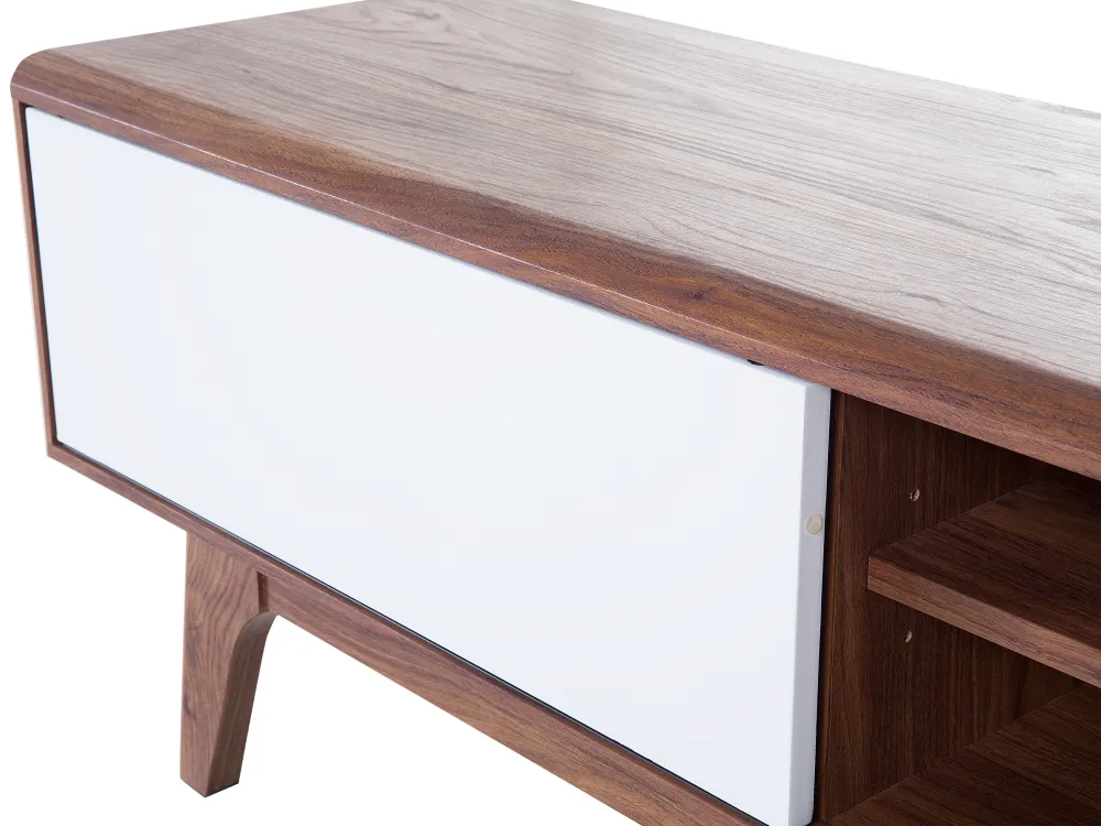 Säilytys<Beliani Tv-Taso 4 Hyllya Tumma Puu/Valkoinen Buffalo