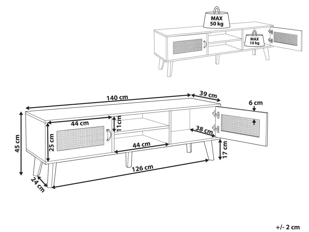 Best Beliani Tv-Taso 2 Kaappia 2 Hyllya Luonnonvalkoinen Parton