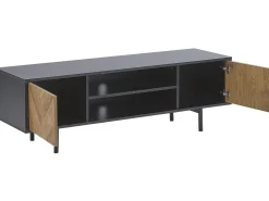 Säilytys<Beliani Tv-Taso 2 Kaappia 2 Hyllya Musta/Vaalea Puu Salina