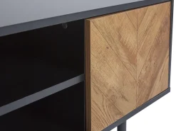 Säilytys<Beliani Tv-Taso 2 Kaappia 2 Hyllya Musta/Vaalea Puu Salina