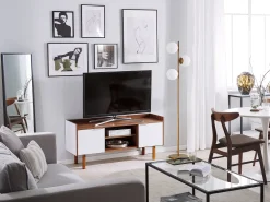 Sale Beliani Tv-Taso 2 Kaappia 2 Hyllya Tumma Puu/Valkoinen Madera