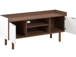 Sale Beliani Tv-Taso 2 Kaappia 2 Hyllya Tumma Puu/Valkoinen Madera