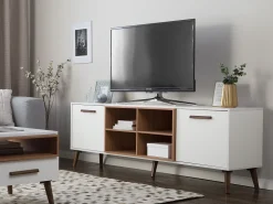 Hot Beliani Tv-Taso 2 Kaappia 4 Hyllya Valkoinen/Tumma Puu Alloa