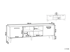 Hot Beliani Tv-Taso 2 Kaappia 4 Hyllya Valkoinen/Tumma Puu Alloa