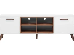 Hot Beliani Tv-Taso 2 Kaappia 4 Hyllya Valkoinen/Tumma Puu Alloa