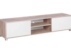 Säilytys<Beliani Tv-Taso 2 Kaappia 2 Hyllya Vaalea Puu/Valkoinen Lincoln