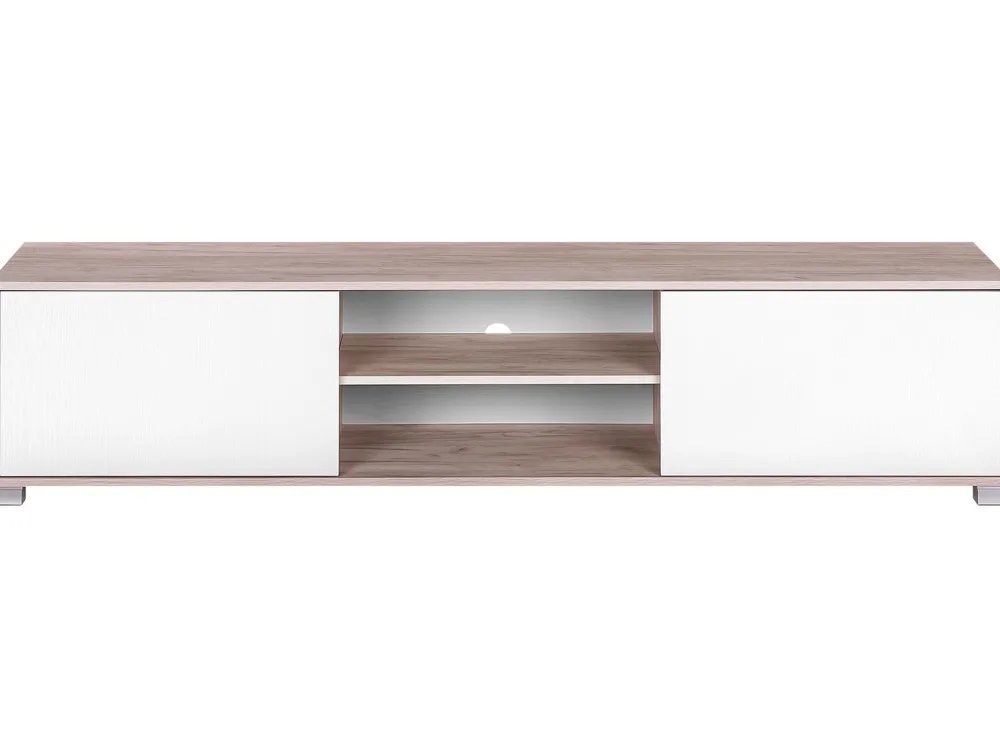 Säilytys<Beliani Tv-Taso 2 Kaappia 2 Hyllya Vaalea Puu/Valkoinen Lincoln