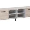 Säilytys<Beliani Tv-Taso 2 Kaappia 4 Hyllya Vaalea Puu/Harmaa Alloa