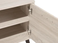 Säilytys<Beliani Tv-Taso 2 Kaappia 4 Hyllya Vaalea Puu/Harmaa Alloa