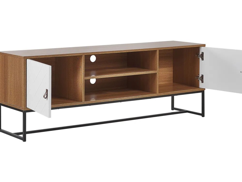 Säilytys<Beliani Tv-Taso 2 Kaappia 2 Hyllya Vaalea Puu/Valkoinen Nueva