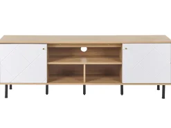 Store Beliani Tv-Taso 2 Kaappia 3 Hyllya Vaalea Puu/Valkoinen Palmer