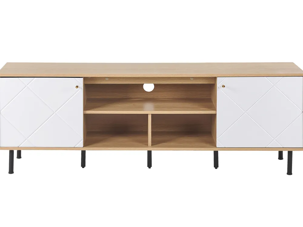 Store Beliani Tv-Taso 2 Kaappia 3 Hyllya Vaalea Puu/Valkoinen Palmer