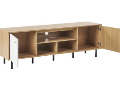 Store Beliani Tv-Taso 2 Kaappia 3 Hyllya Vaalea Puu/Valkoinen Palmer