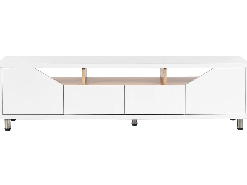 Säilytys<Beliani Tv-Taso 2 Kaappia 2 Laatikkoa Valkoinen/Vaalea Puu Cinci