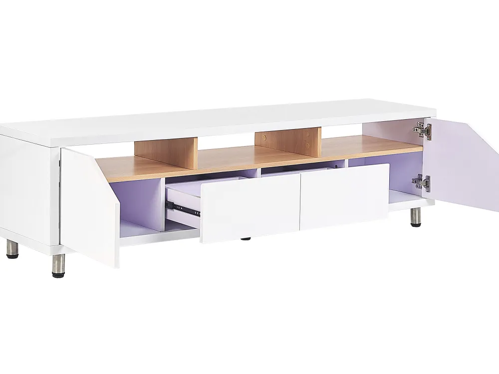 Säilytys<Beliani Tv-Taso 2 Kaappia 2 Laatikkoa Valkoinen/Vaalea Puu Cinci