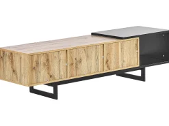 Best Beliani Tv-Taso 2 Kaappia 2 Laatikkoa Vaalea Puu/Musta Fiora