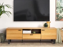 Flash Sale Beliani Tv-Taso 2 Kaappia Laatikko Vaalea Puu/Musta Claremont