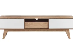 Säilytys<Beliani Tv-Taso 2 Kaappia Laatikko Vaalea Puu/Valkoinen Eerie