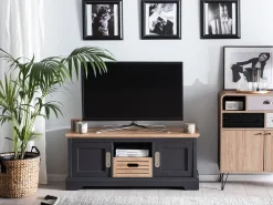 Fashion Beliani Tv-Taso 2 Kaappia Laatikko Vaalea Puu/Tummanharmaa Garet