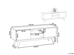 Hot Beliani Tv-Taso 2 Kaappia Tumma Puu/Valkoinen Rochester