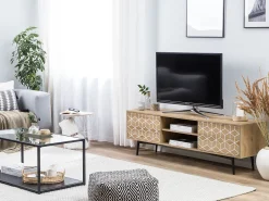 Säilytys<Beliani Tv-Taso 2 Kaappia Vaalea Puu Torvi