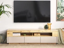 Säilytys<Beliani Tv-Taso 3 Laatikko 2 Hyllya Vaalea Puu/Beige Antonio