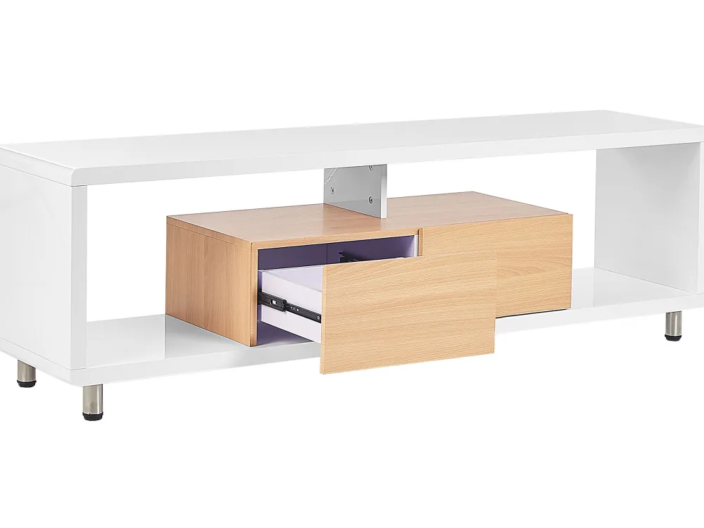 Fashion Beliani Tv-Taso 2 Laatikkoa 2 Hyllya Valkoinen/Vaalea Puu Knox