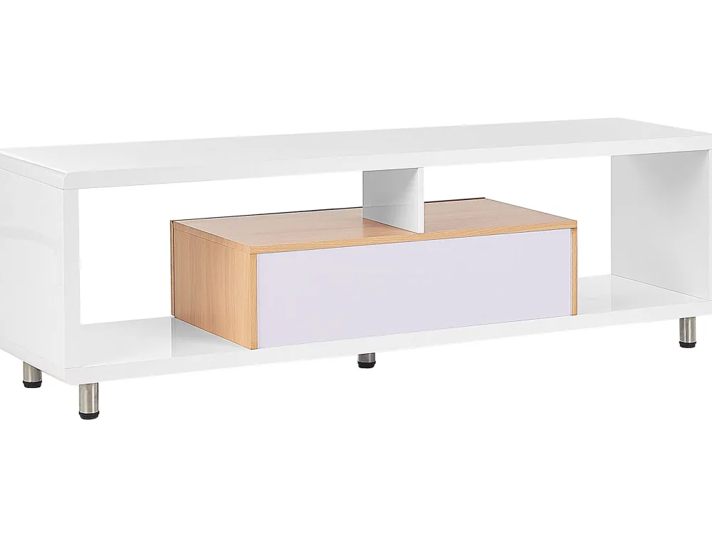 Fashion Beliani Tv-Taso 2 Laatikkoa 2 Hyllya Valkoinen/Vaalea Puu Knox