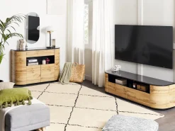 Sale Beliani Tv-Taso 2 Laatikkoa 2 Kaappia Vaalea Puu/Musta Jerome