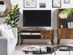 Säilytys<Beliani Tv-Taso Kaappi 2 Hyllya Tumma Puu Vanler