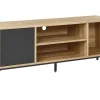 Säilytys<Beliani Tv-Taso Kaappi 3 Hyllya Vaalea Puu/Harmaa Moines