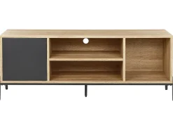 Säilytys<Beliani Tv-Taso Kaappi 3 Hyllya Vaalea Puu/Harmaa Moines